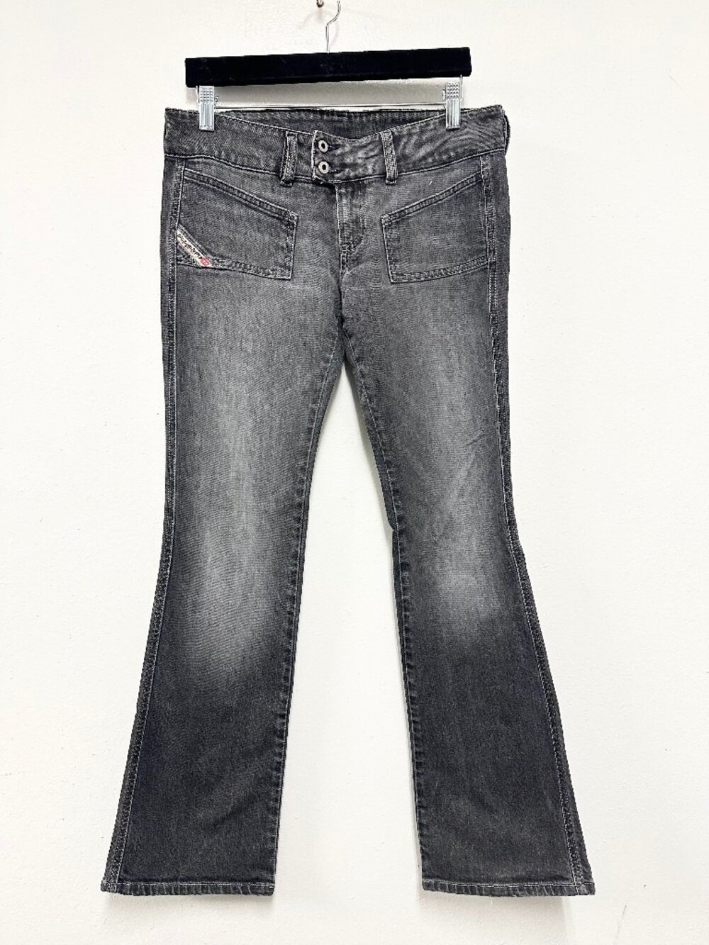 Y2K Vintage Diesel Low Rise Bootcut Flare Grey Jeans Size 28 Made In Italy